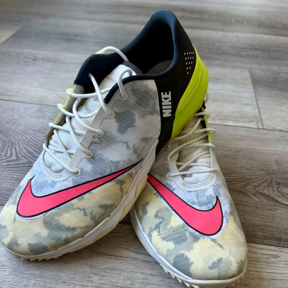 Nike FI Flex Golf Shoes Men's Size 11.5 US White Camo Volt Golf Cleats